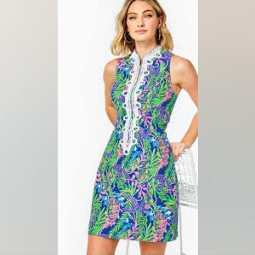 Lilly Pulitzer Alexa Stretch Shift Dress  "How You Like Me Prowl" Size 14 NWT